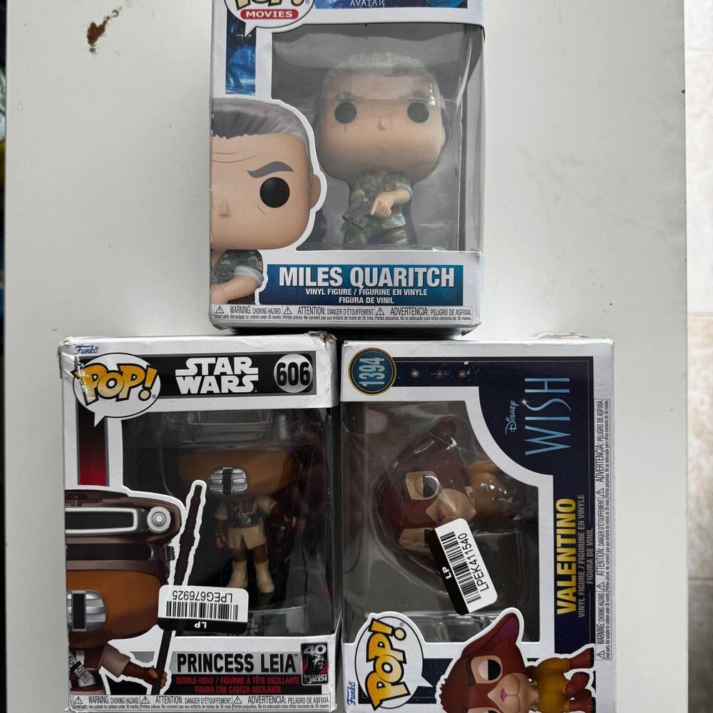 Funko Pop Disney Wish Valentino, Miles Quaritch, Princess Leia Bundle